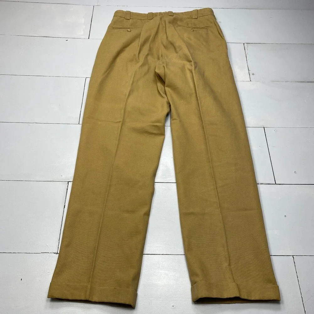 Bills Khakis M1 Pleated Trousers Mens 34 Tan Cotton Canvas Made in USA Pants